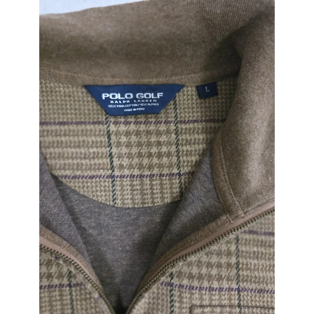 Polo Ralph Lauren Vintage Men's Quarter-Zip Cotton Brown Sweater Size L